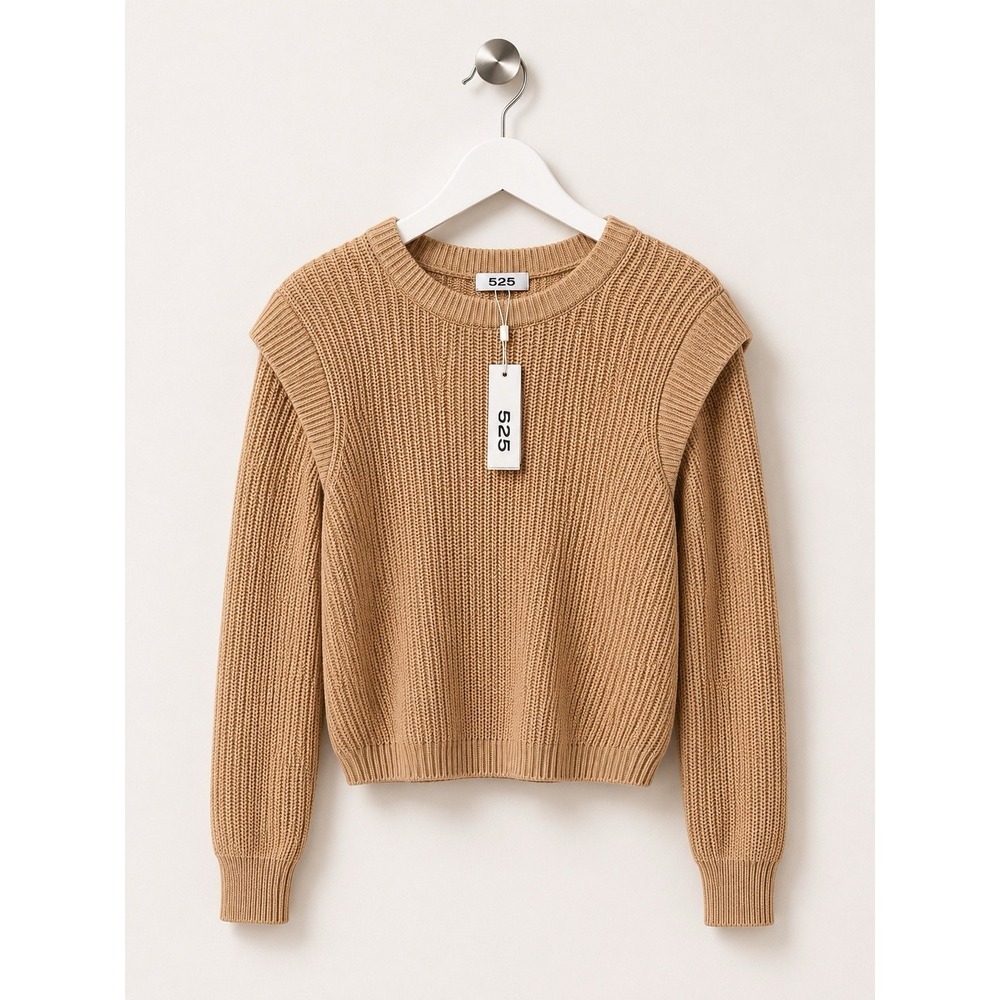 NWT 525 America Size XL  100% Cotton Tan Ribbed Crewneck  Pullover Sweater